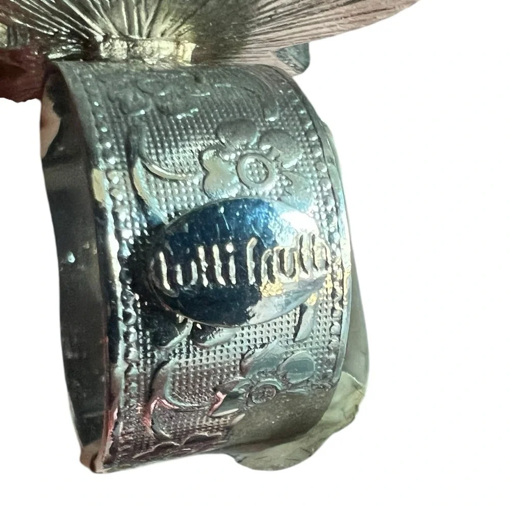 New Tutti Frutti Rhodium Black/White Butterfly Cocktail Ring Size 7